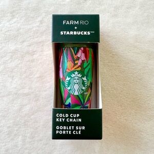 FARM Rio x Starbucks Cold Cup Key Chain in Multi-Colored Banana Leaves Pattern